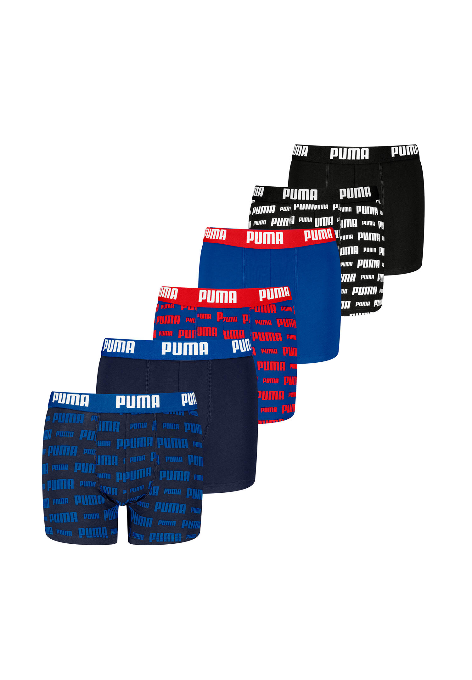 PUMA Puma Boxershorts für Kinder weicher Bio-Baumwollstretch Unterwäsche 6 er Pack