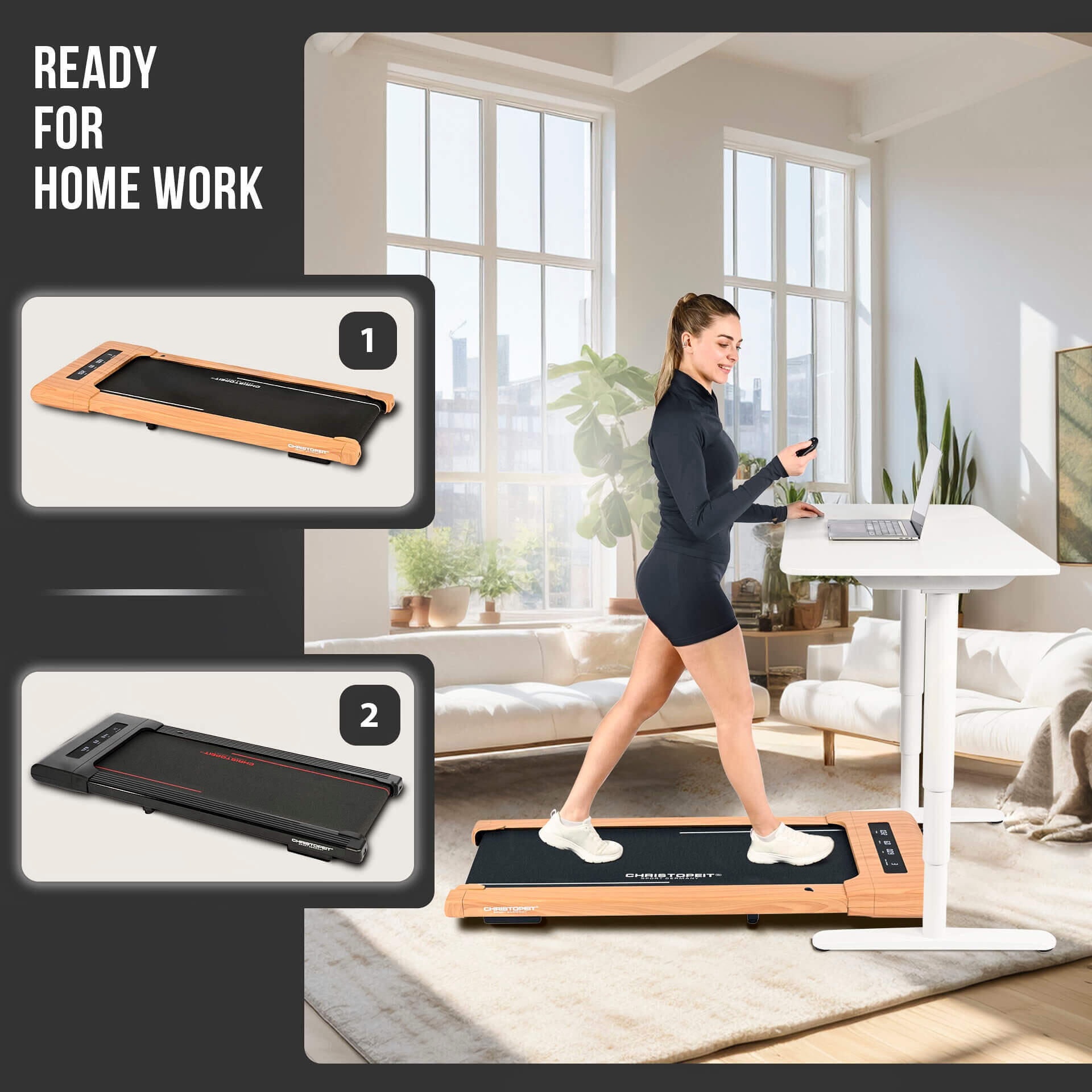 Walking Pad mit Steigung - bis 6 km/h - LED - Bluetooth - Fernbed. - 4.2 9/13