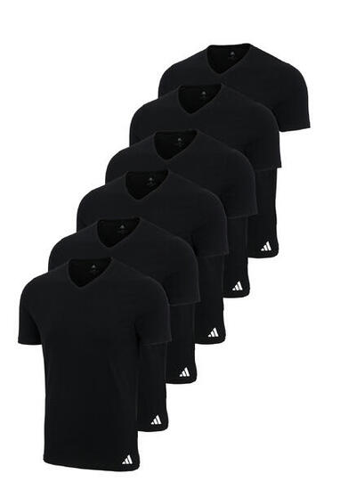 6 er Pack adidas V-Neck T-Shirt Herren V-Ausschnitt Baumwolle