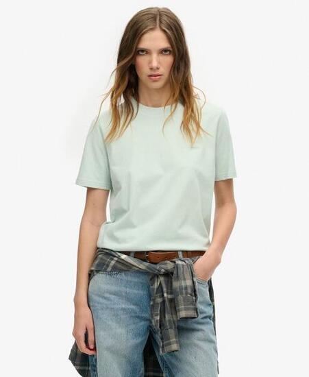 Camiseta de algodón orgánico con logo vintage bordado
