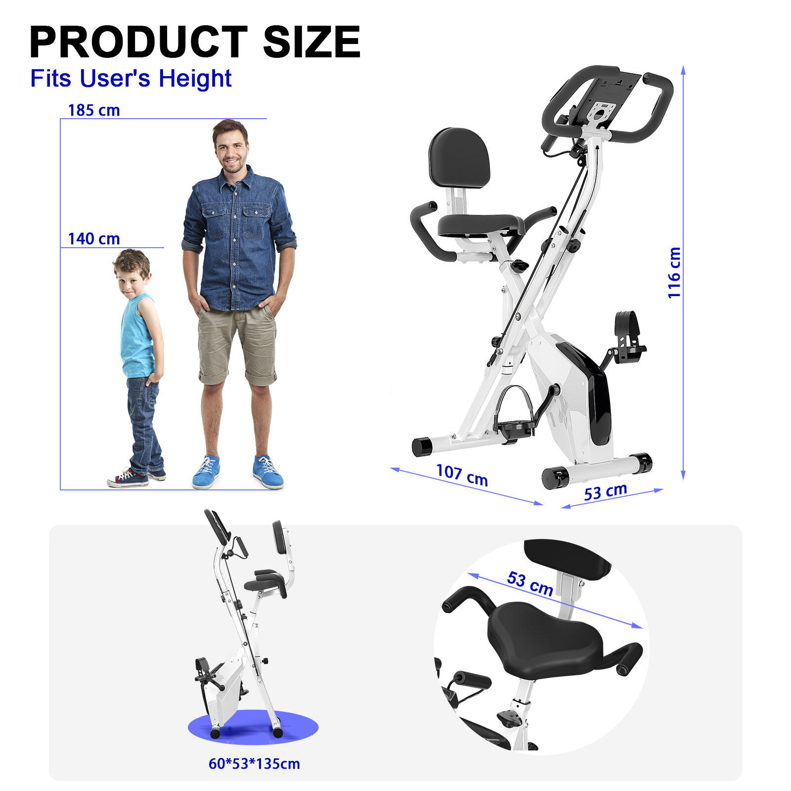 Magnetic Exercise Bike with Resistance Bands & LCD Display 3/5