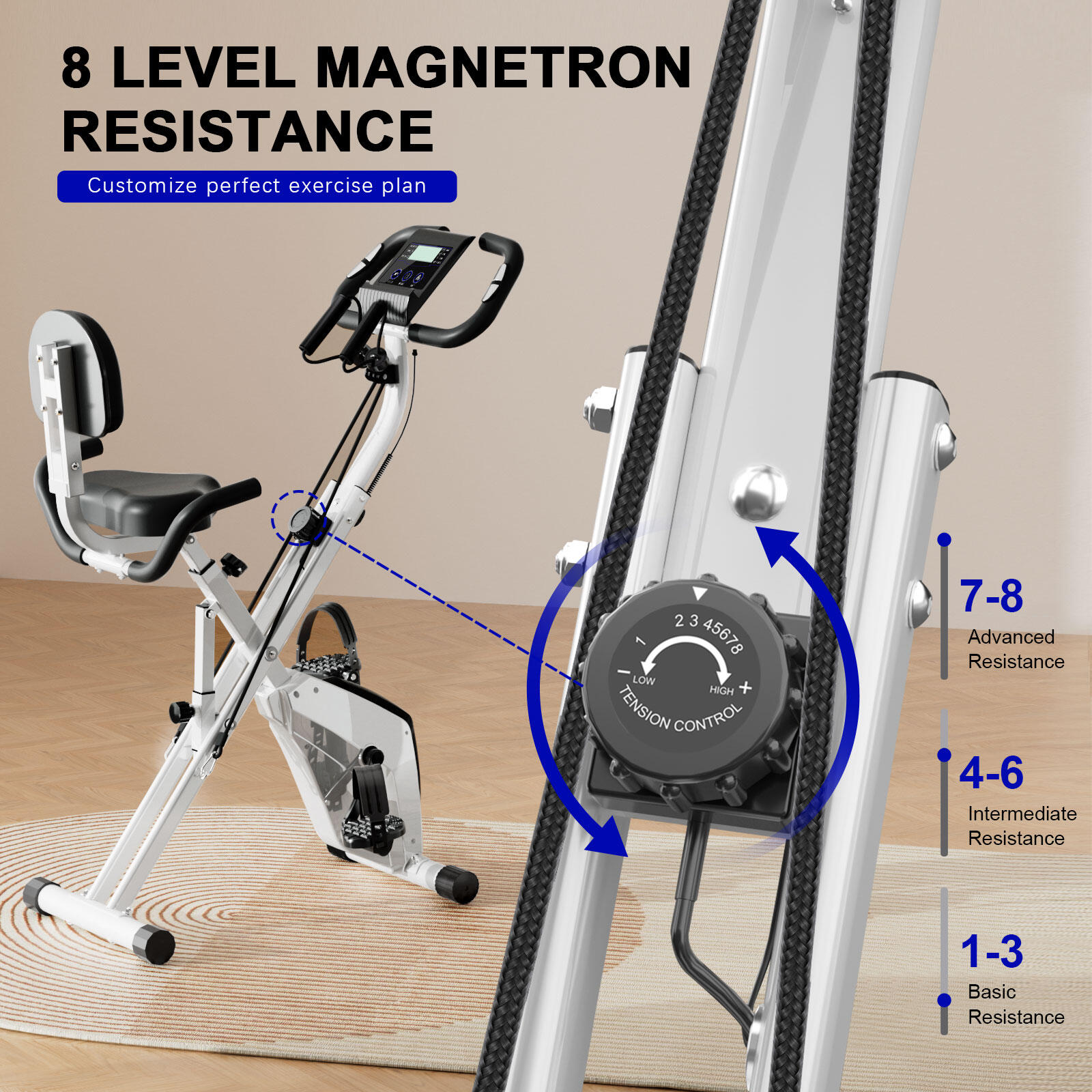 Magnetic Exercise Bike with Resistance Bands & LCD Display 4/5