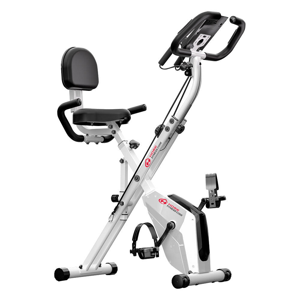 Homefitnesscode - Vélo D'Appartement Magnétique Pliable Avec Bandes De Résistance & Écran Lcd - Vélo D'Appartement - Blanc - Taille Unique - Decathlon