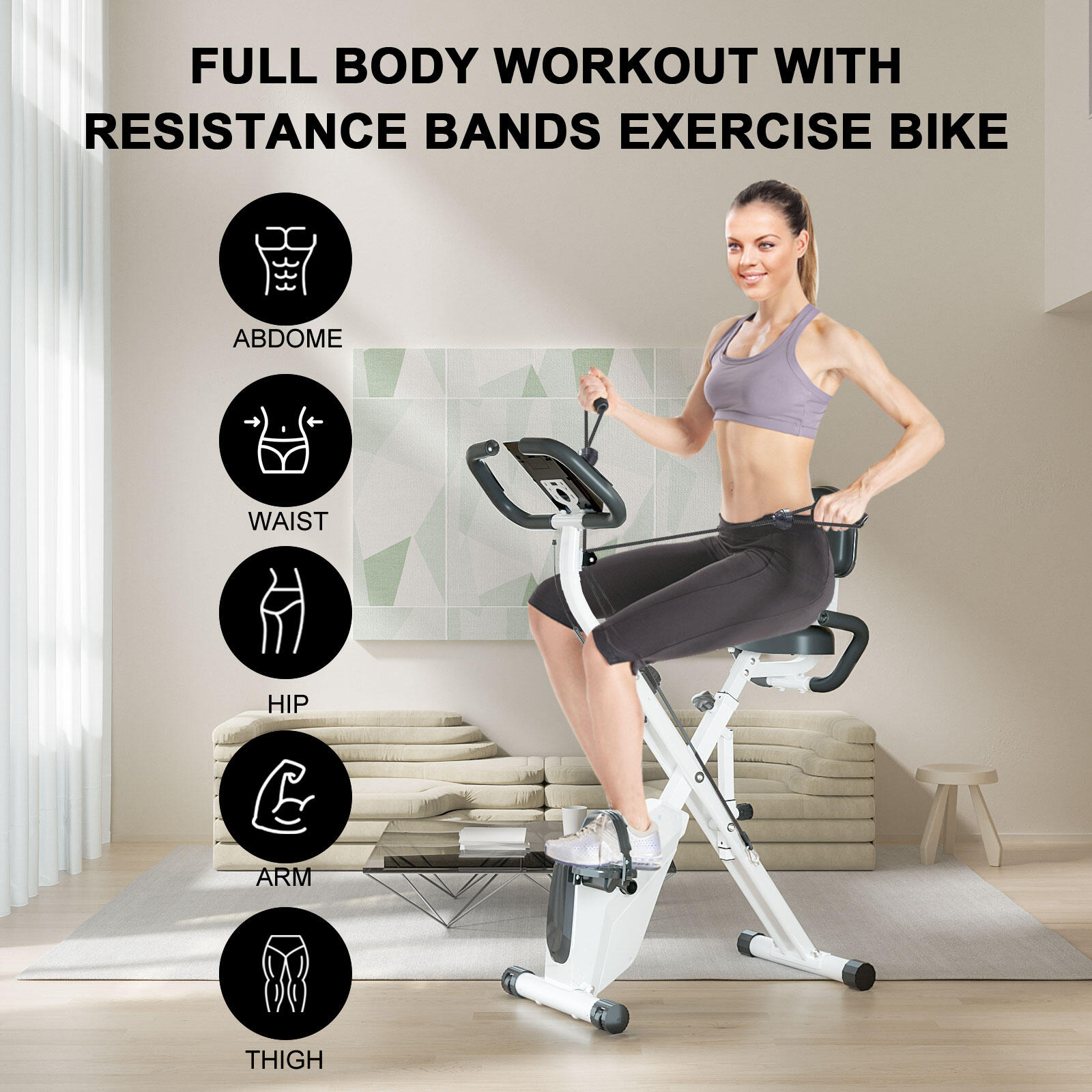 Magnetic Exercise Bike with Resistance Bands & LCD Display 5/5
