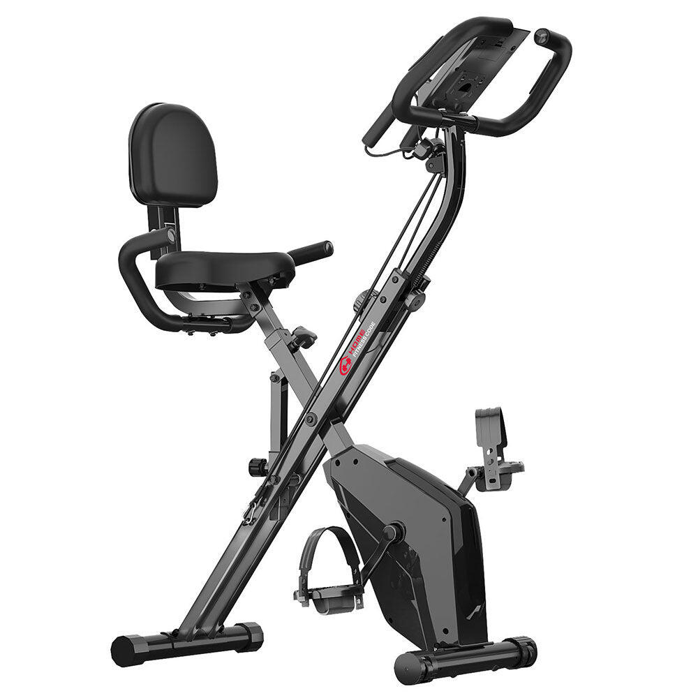 HOMEFITNESSCODE Magnetic Exercise Bike with Resistance Bands & LCD Display