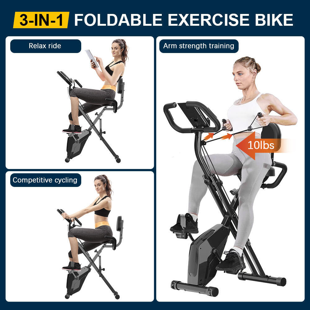 Magnetic Exercise Bike with Resistance Bands & LCD Display 4/7