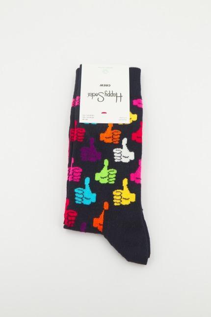 Meias Happy Socks Modelo Thumbs Up Sock Cor Preto 5/5