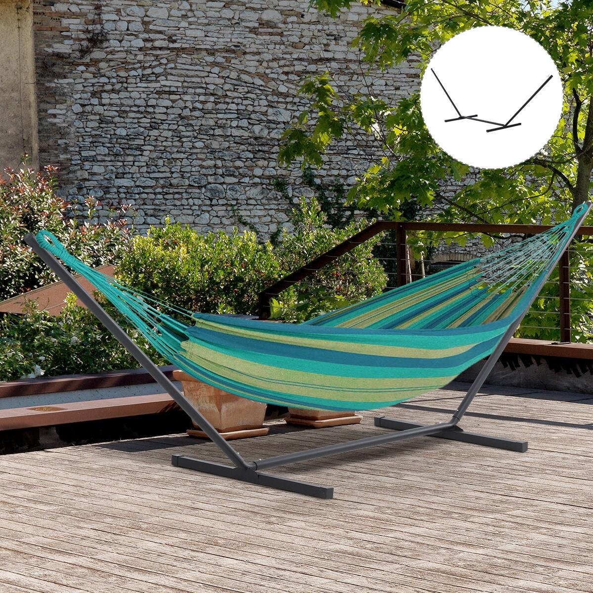 Suporte cama de rede 360x92x112 cm preto Outsunny 2/7