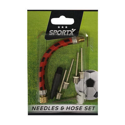 Sportx Ballpumpenzubehör Set mit 4 Nadeln. Adapter und Schlauch