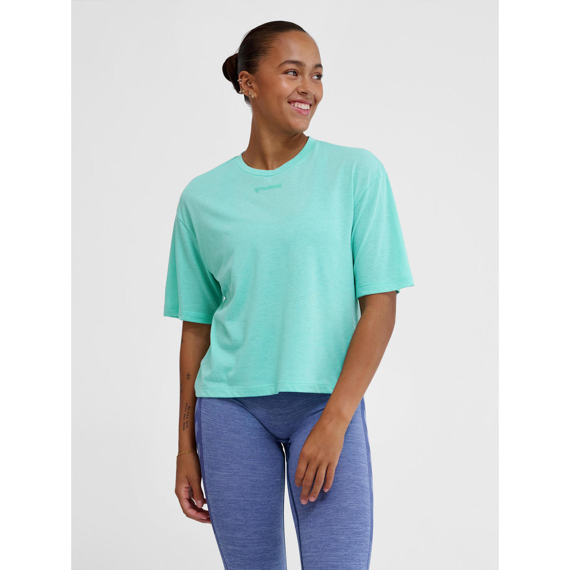 Hummel - Enfiler T-shirt Hmlmt Vanja Entraînement Femme Hummel - T-shirt Manches Courtes - Bleu|vert - 36 Xs - Decathlon