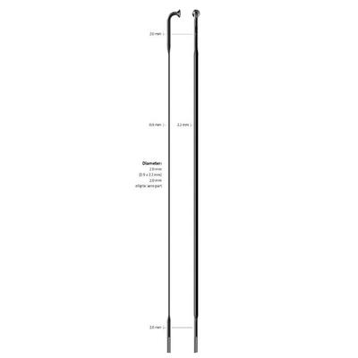 Sapim cx-ray platte zwarte spaken zonder nippel (100st)