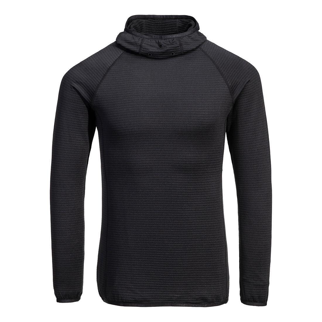 Unisex Adult Waffle Fleece Hooded Base Layer Top (Black) 1/2