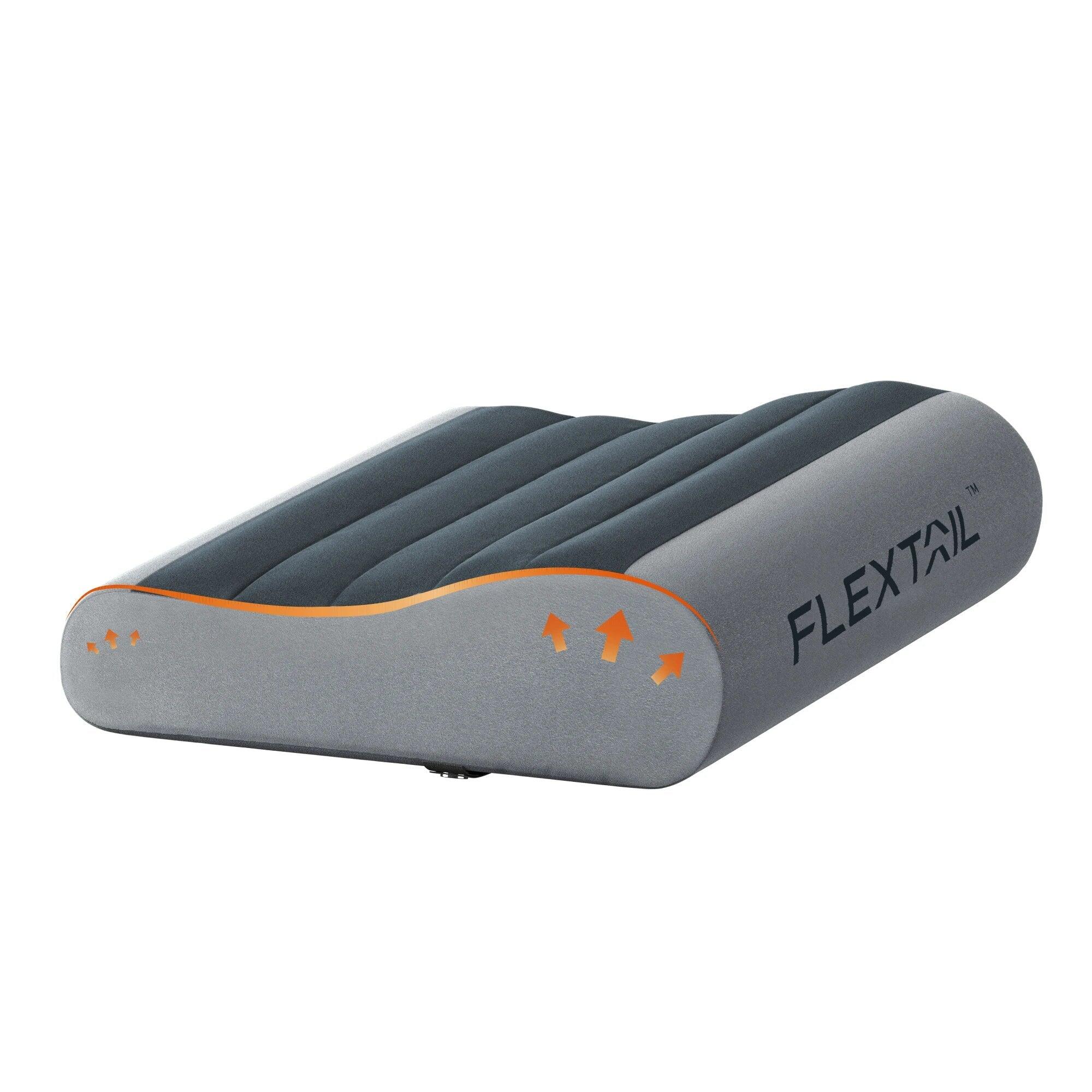 B-Shaped Inflatable Travel Pillow Dual Neck Support Gray