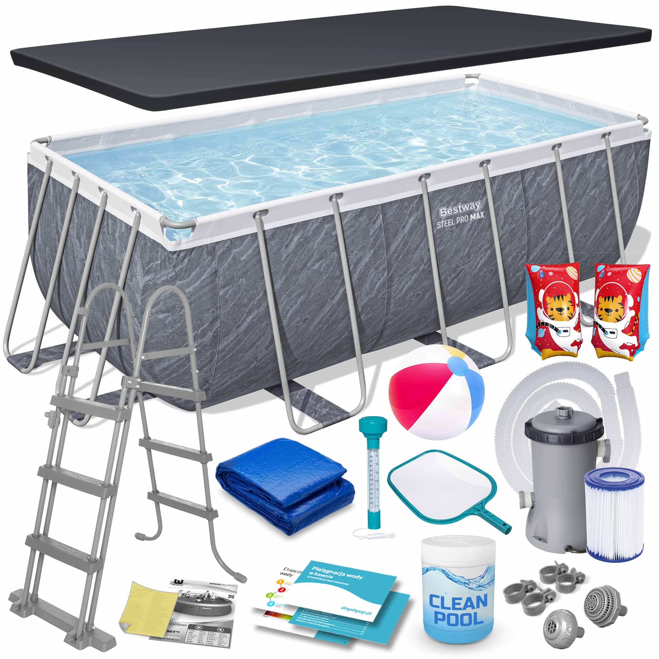 Basen ogrodowy stelażowy 412 x 201 x 122 cm 17w1 Bestway 56722