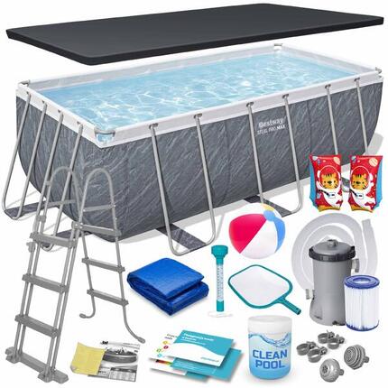 Basen ogrodowy stelażowy 412 x 201 x 122 cm 17w1 Bestway 56722