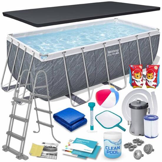 Basen ogrodowy stelażowy 412 x 201 x 122 cm 17w1 Bestway 56722