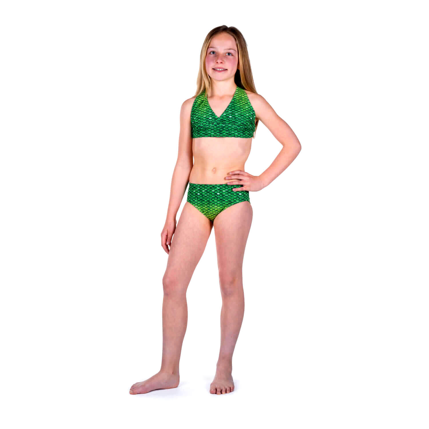 Sun Tails - Bikini Sirene Lime Rickey Jm Motif Écailles Jaune/vert, Bas Taille Haute - Maillot De Bain 2 Pièces (bikini) - Jaune|vert - Decathlon