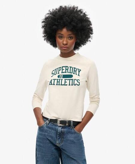 Slim-fit dames-T-shirt met lange mouwen Superdry Athletic Essentials Ringer