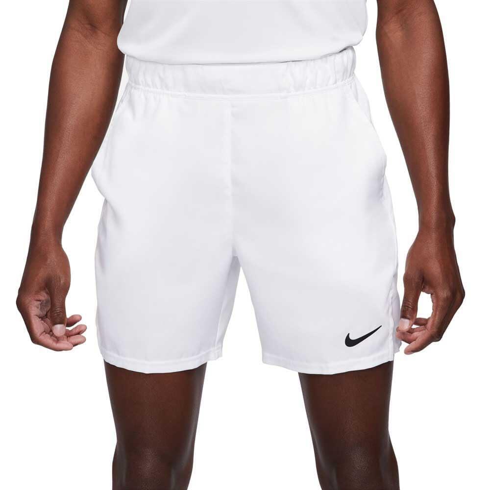 NIKE Shorts NikeCourt Dri-FIT Victory 7 pollici per uomo, bianco/nero, taglia XS