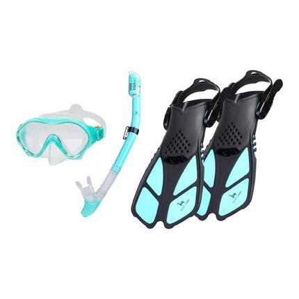Tuba enfant MINT LAMA set snorkeling vert avec palmes
