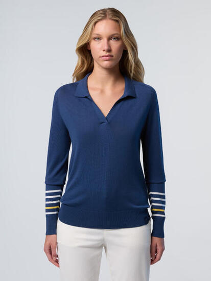 Maglione con scollo a V aloe vera da donna