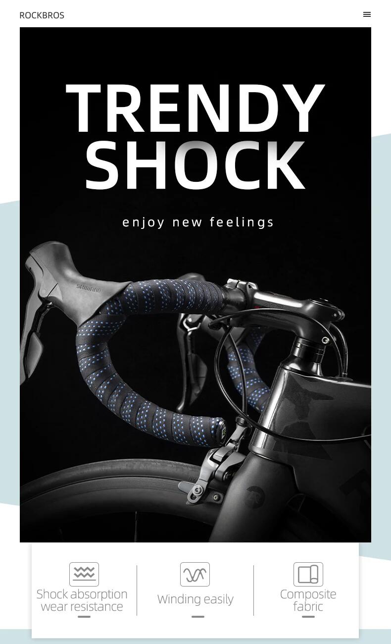 ROCKBROS Ruban de Guidon de Vélo PU Eva Antidérapant Souple 6/6