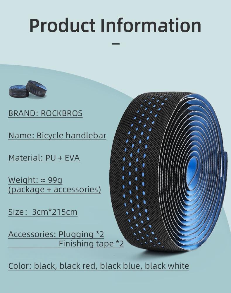 ROCKBROS Ruban de Guidon de Vélo PU Eva Antidérapant Souple 5/6