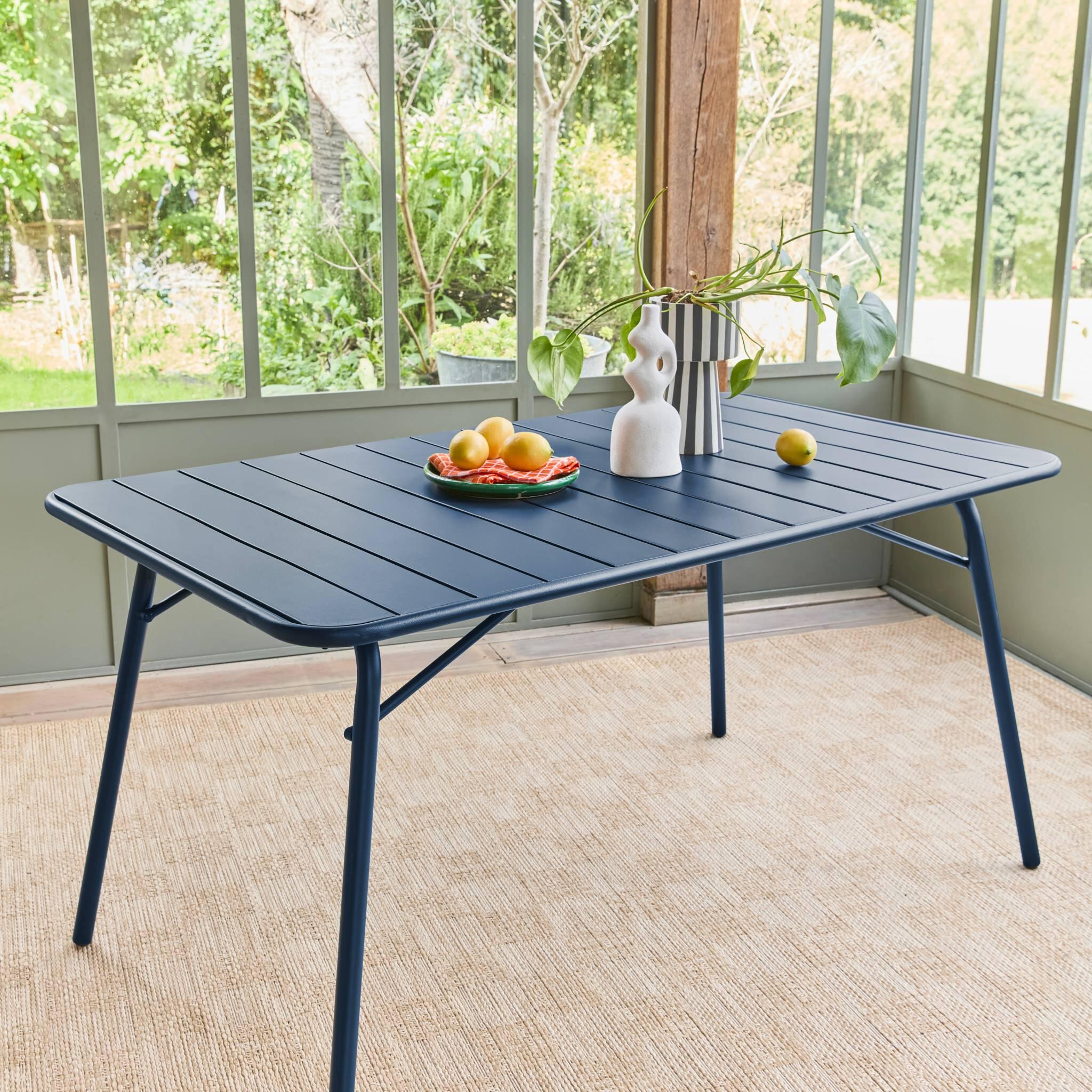 Mesa de jardim dobrável metálica, 140cm, Bleu marine 2/5