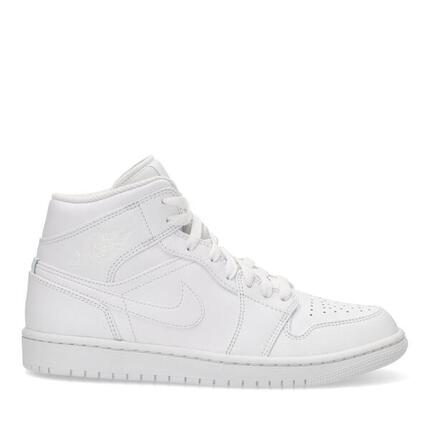 Chaussures - basket - homme - mi-haut, tout blanc - air jordan 1 mid