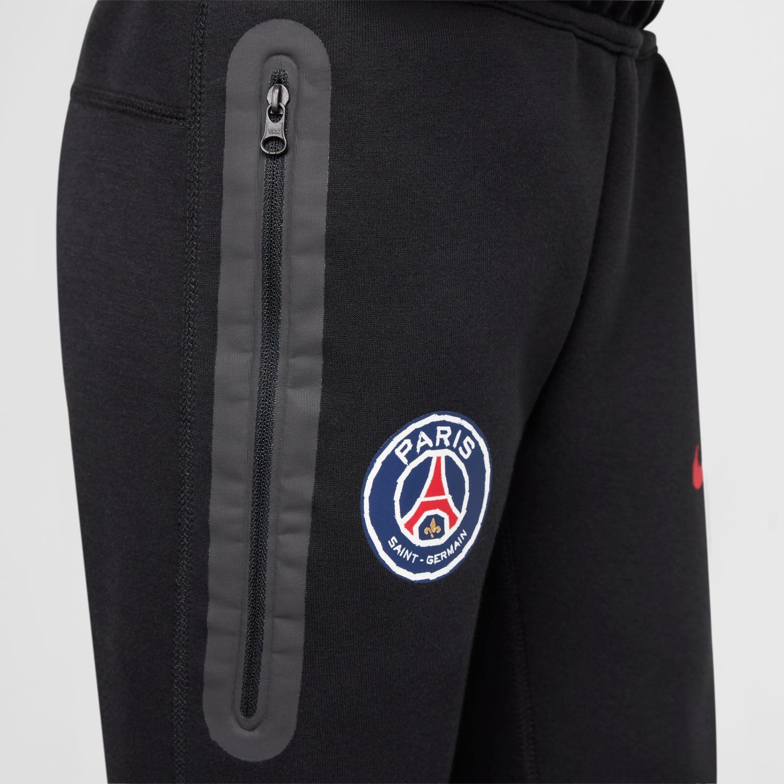 Pantaloni Nike PSG B NSW Tech FLC Bambini, Nero/Rosso, 10-11 anni 4/6