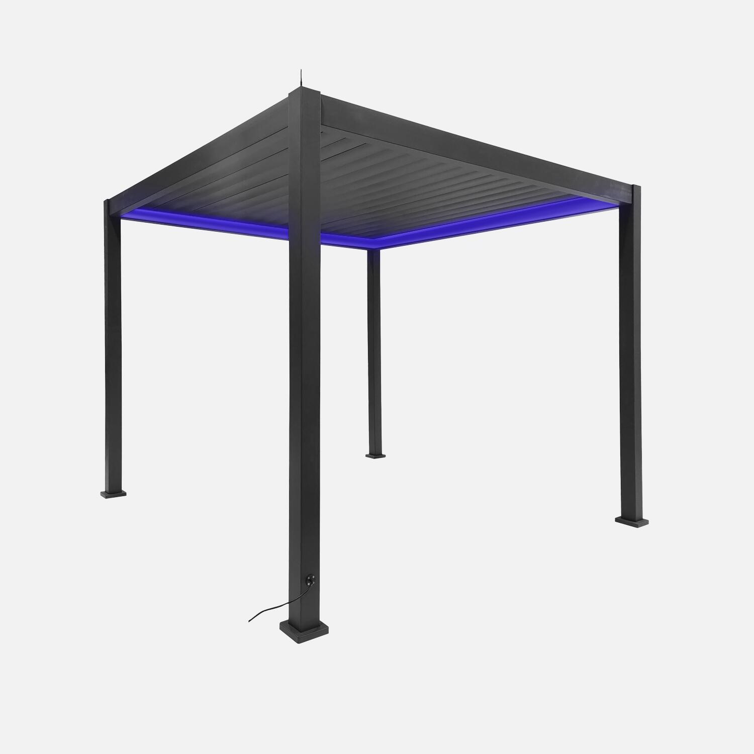 SWEEEK Pergola bioclimatica 3x3m elettrica in alluminio con illuminazione LED,