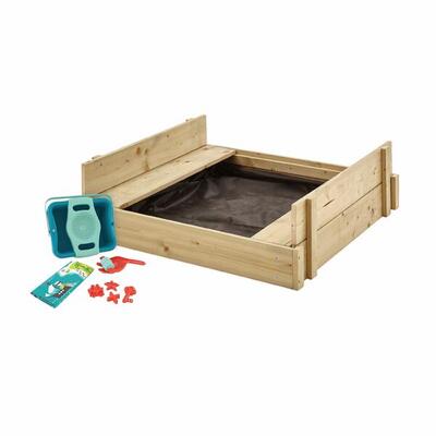 Sandkasten mit Bänken und Zubehörset EXPLORATEUR Braun FSC®