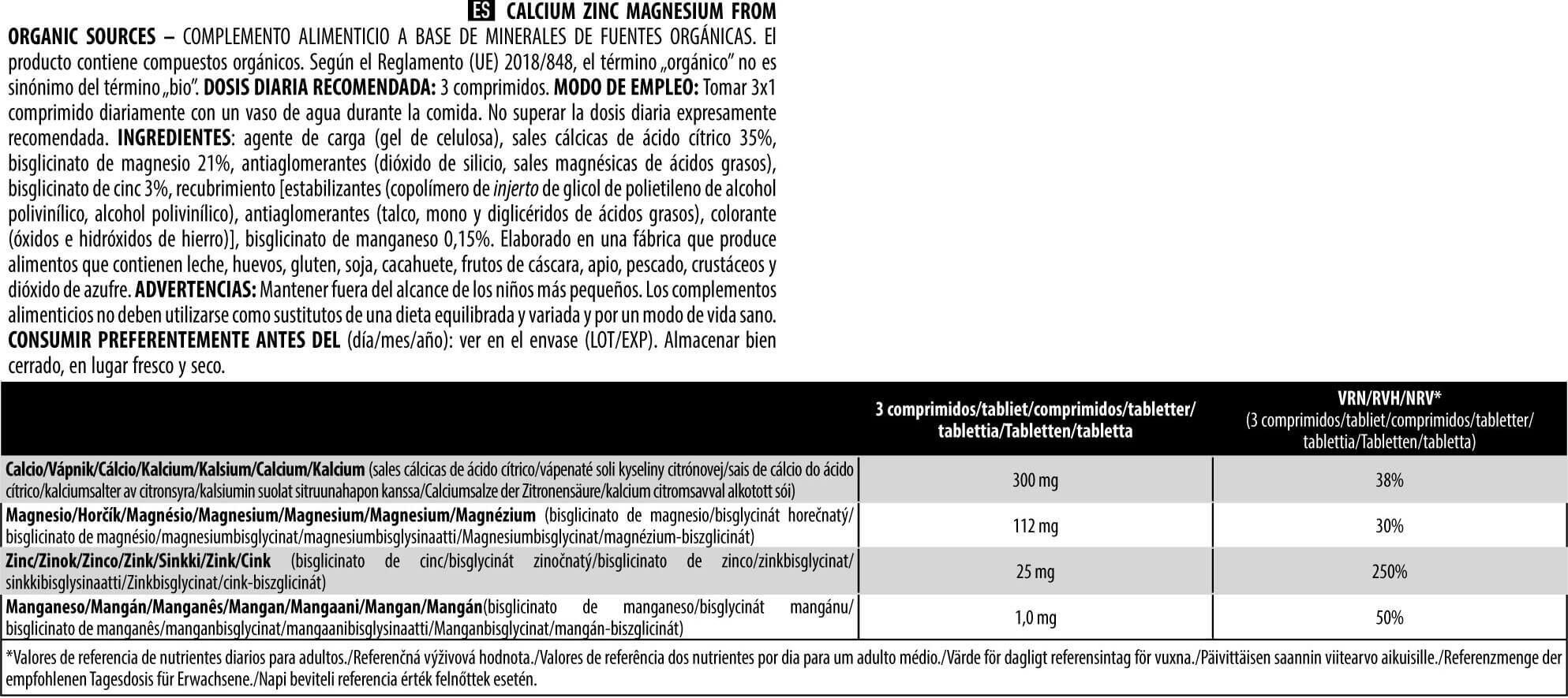 Calcio, Zinco e Magnesio (Biologico) - 90 Compresse Biotech USA 3/4