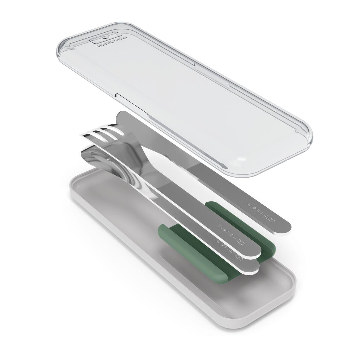 Set 3 couverts en inox|Bureau, pique-nique|Boitier de rangement inclus|Slim Box 3/6