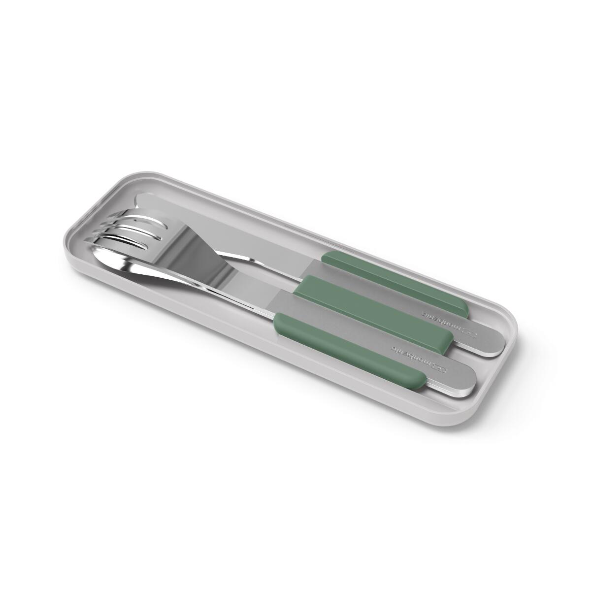 Set 3 couverts en inox|Bureau, pique-nique|Boitier de rangement inclus|Slim Box 2/6