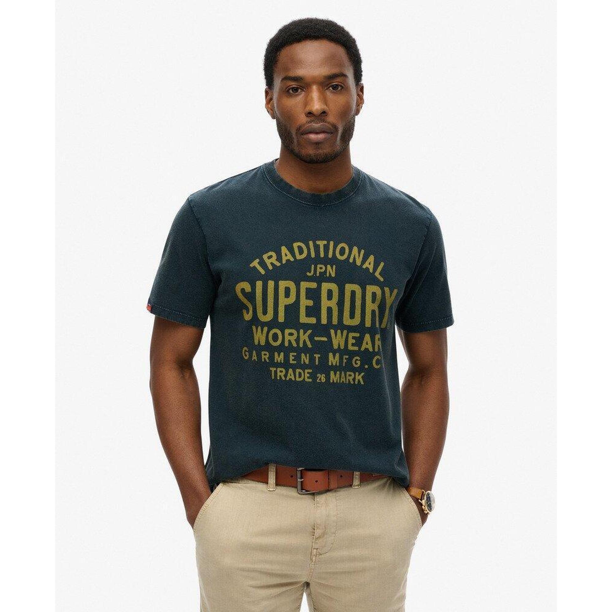 Superdry - Tee-shirt De Travail En Coton Superdry - T-shirt Manches Courtes - Bleu - Decathlon