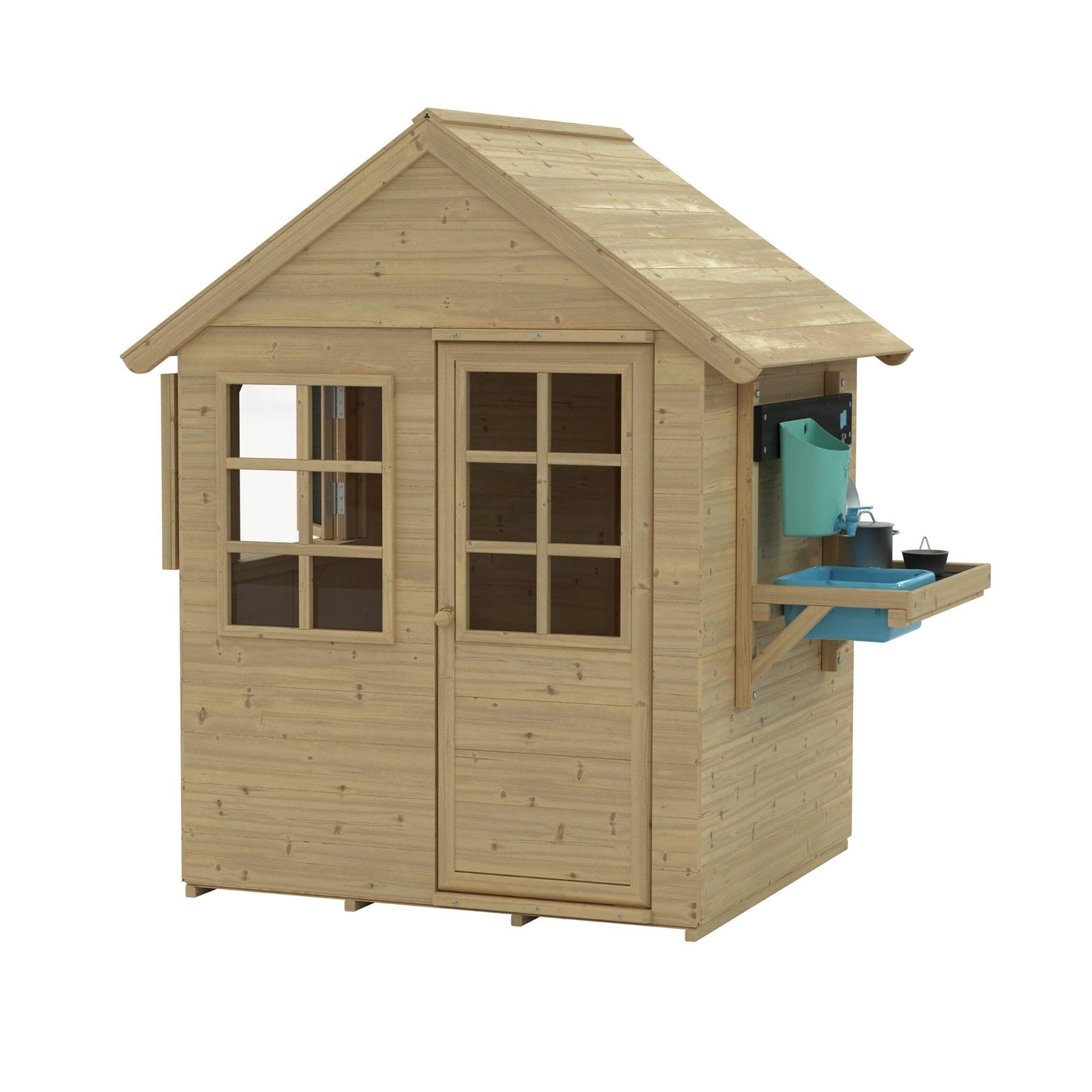 Kinderspielhaus mit Küche und Fensterläden ROMARIN Braun FSC® 1/5