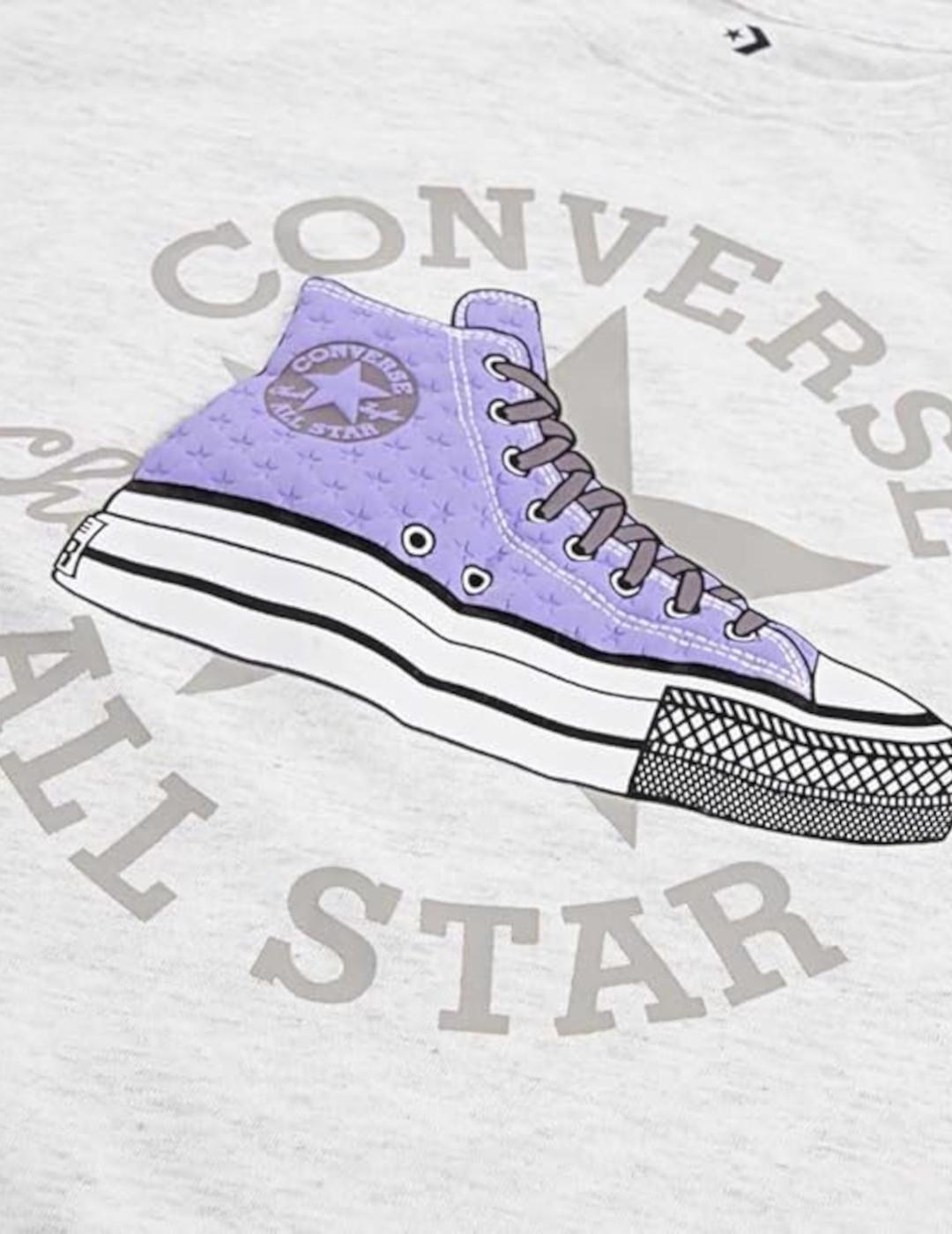 T-shirt pour enfant Converse kids 4cg818 Gris 3/4
