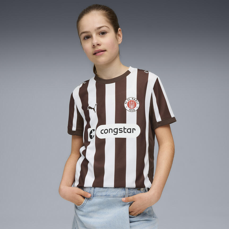 Młodzieżowa koszulka domowa FC St. Pauli 25/26 PUMA Espresso Brown White