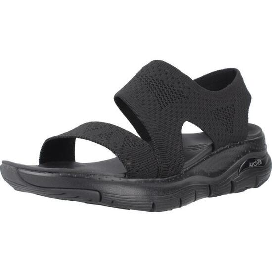 Flache Sandalen Damen Skechers Schwarz