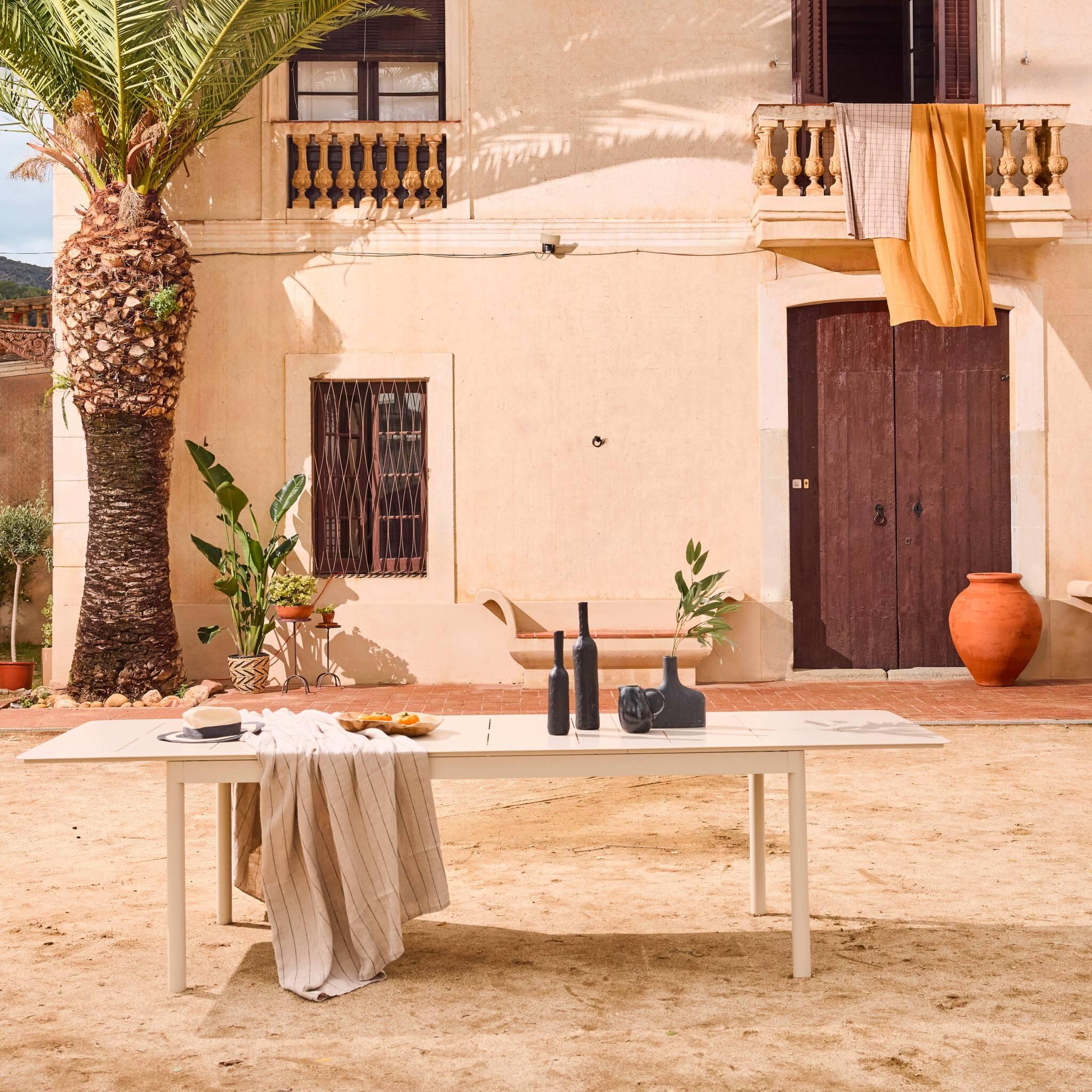 Mesa de jardim extensível de alumínio, 8 lugares, Beige 3/6