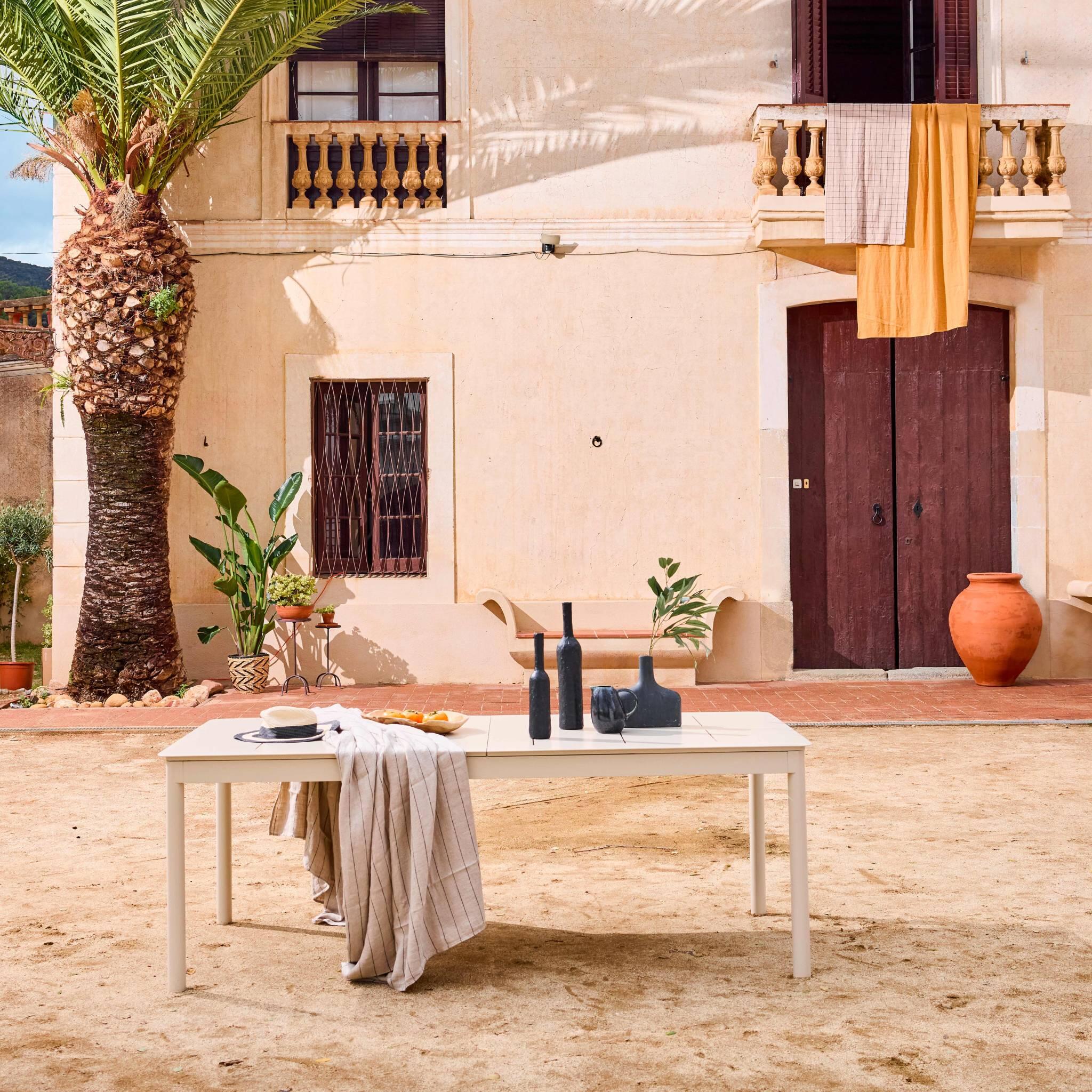 Mesa de jardim extensível de alumínio, 8 lugares, Beige 2/6