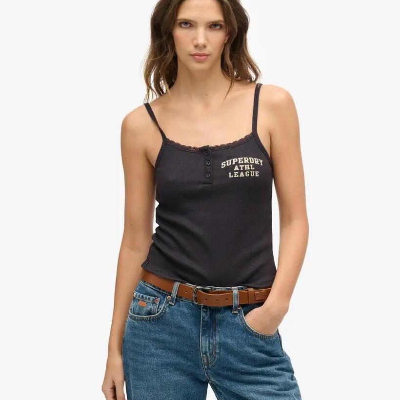 Buttoned tank top with print for women Superdry Athletic Essentials
