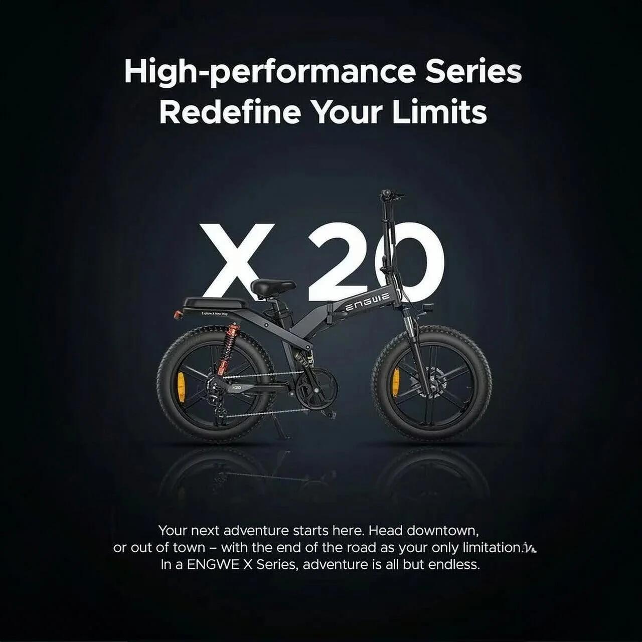 Vélo électrique Engwe X20 pour adulte, double batterie 48 V 22,2 Ah 5/7