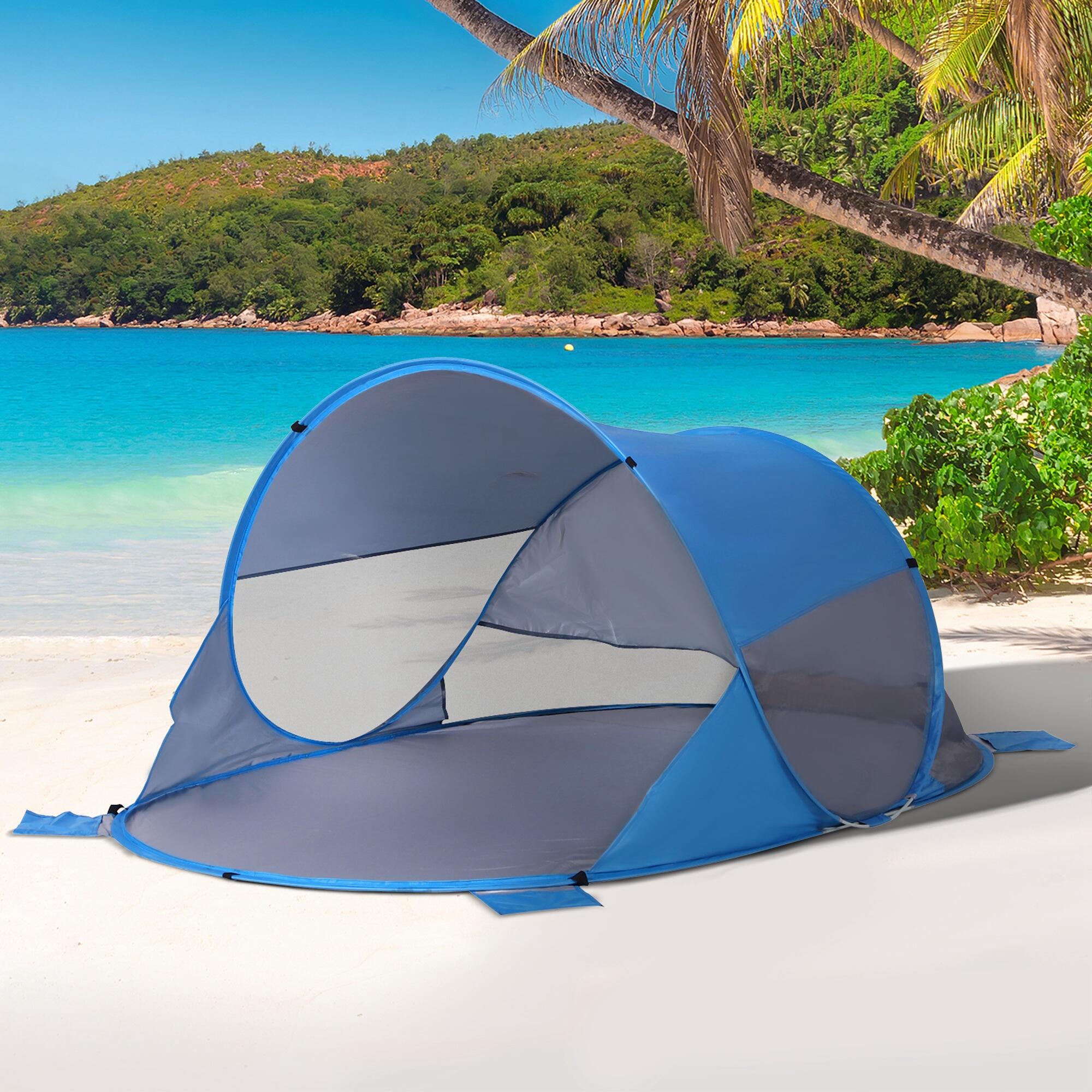 Tienda de Playa Outsunny 200x120x90 cm Azul 2/7
