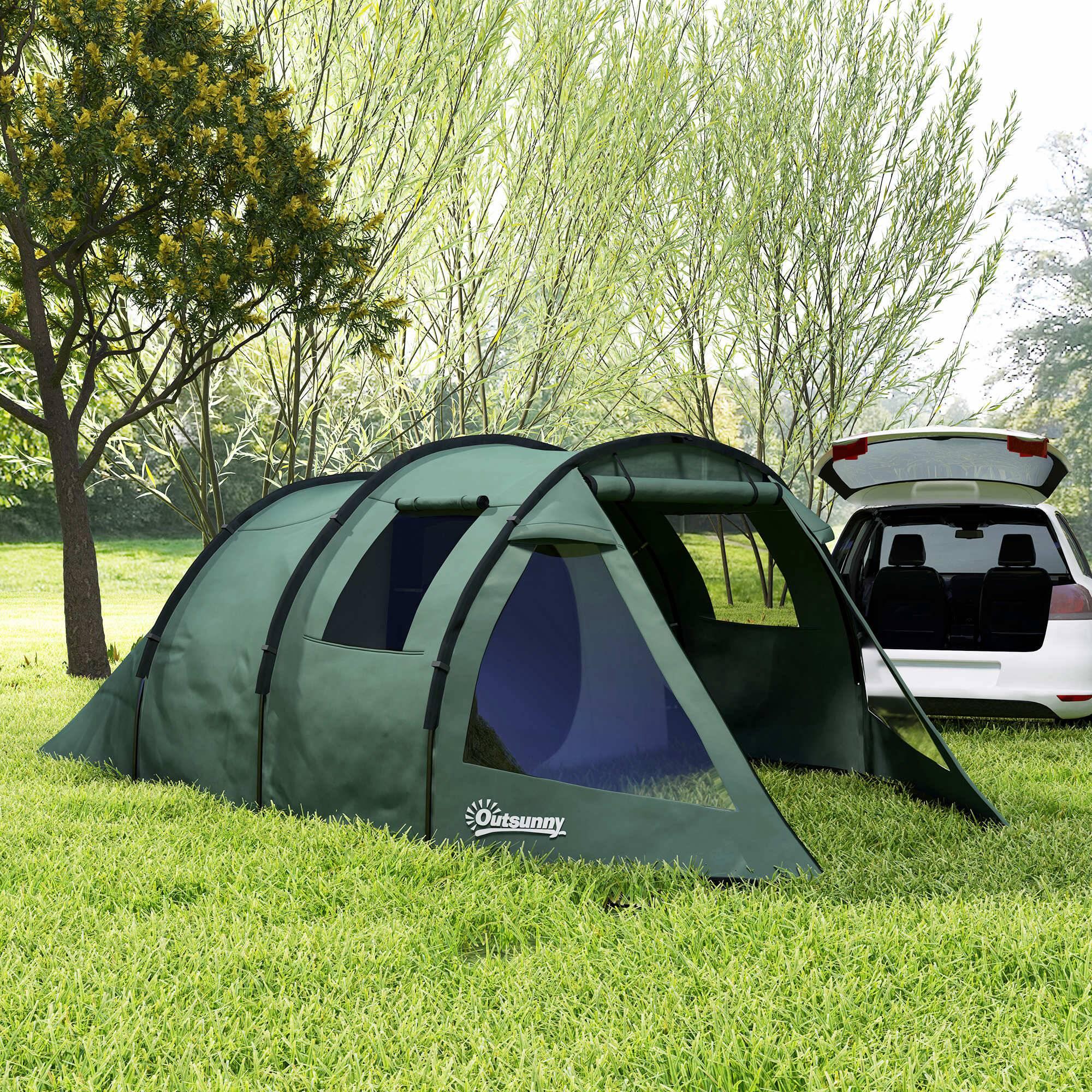 Tenda de campismo 475x264x172 cm verde, preto e cinza Outsunny 2/4