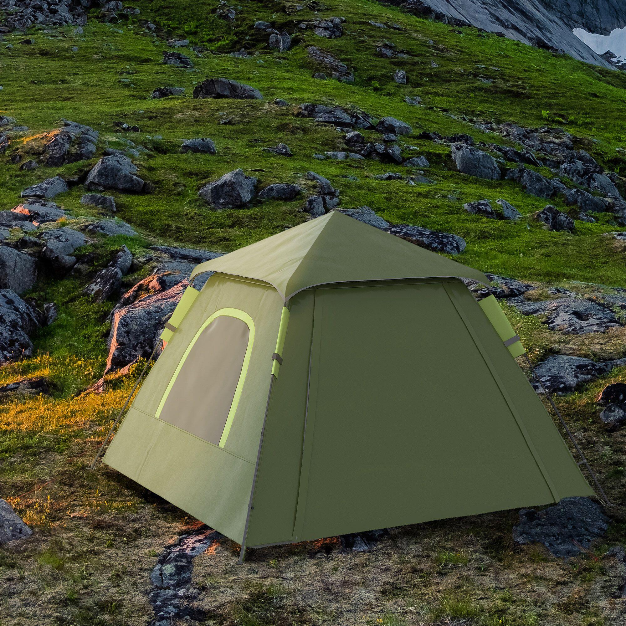 Tienda de Campaña Outsunny 210x210x150 cm Verde y Negro 2/7