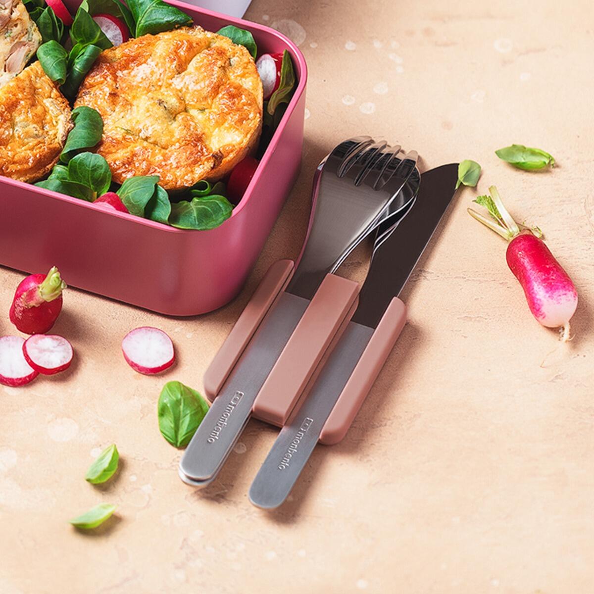 Set 3 couverts en inox|Bureau, pique-nique|Boitier de rangement inclus|Slim Box 4/6