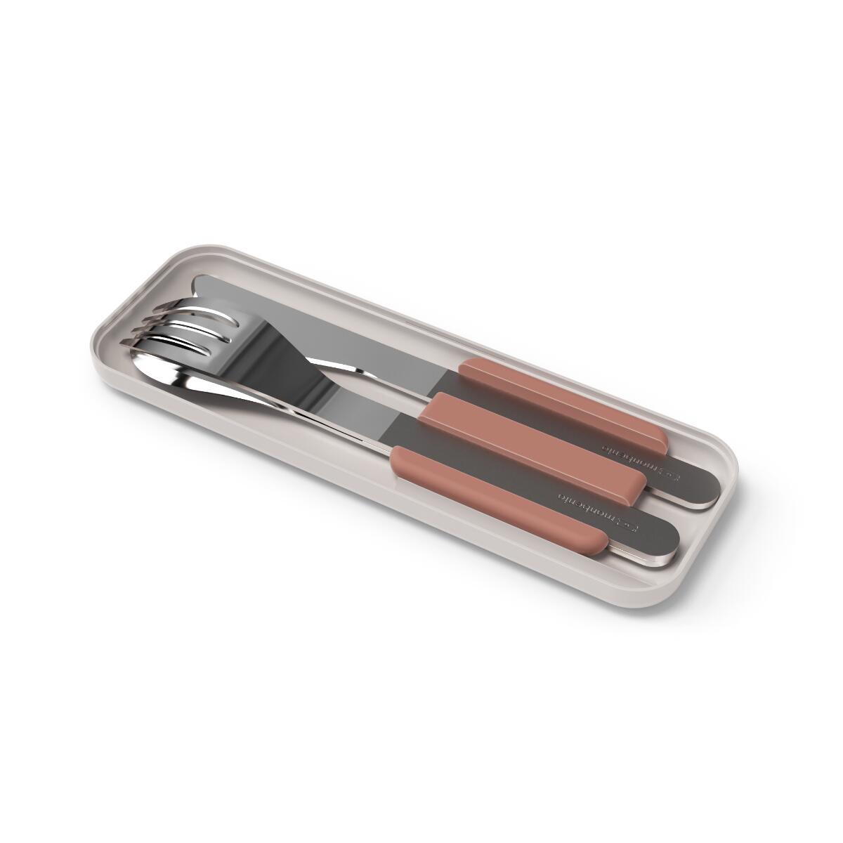 Set 3 couverts en inox|Bureau, pique-nique|Boitier de rangement inclus|Slim Box 2/6