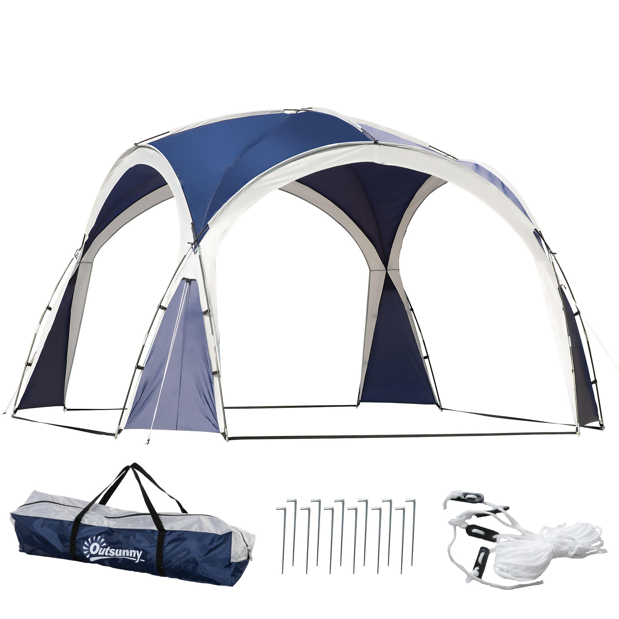 OUTSUNNY Toldo de campismo 350x350x222 cm azul e cinza claro Outsunny